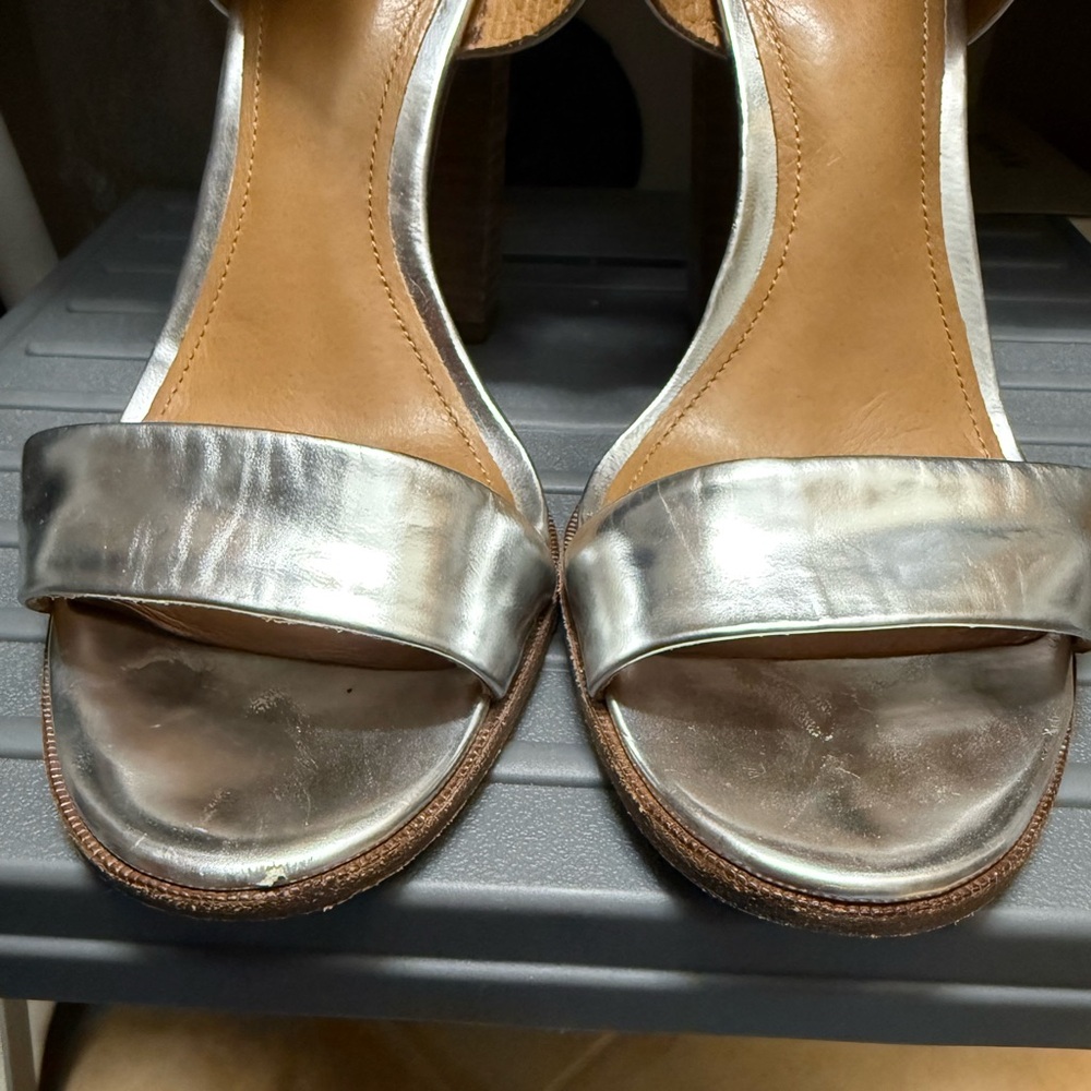 Coach Metallic Silver Ankle Strap Sandals - Picture 2 of 11